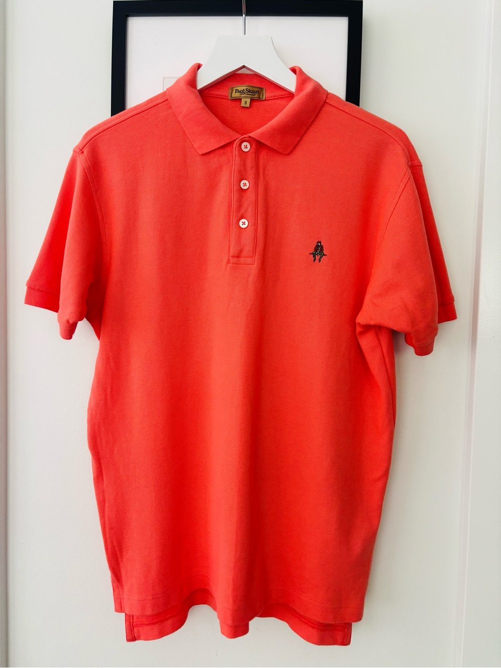 Men's Paul Stuart 2 Ply Cotton Polo size Small coral/orange tropical color